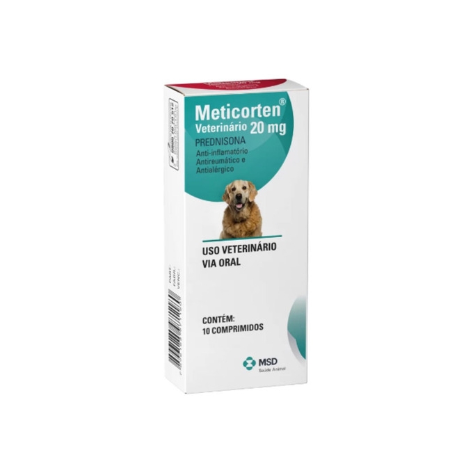  Meticorten Para Cães 20mg 10 Comprimidos Msd