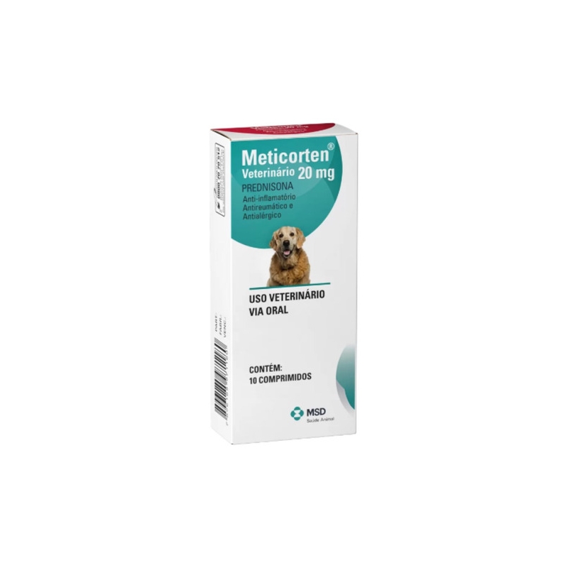  Meticorten Para Cães 20mg 10 Comprimidos Msd